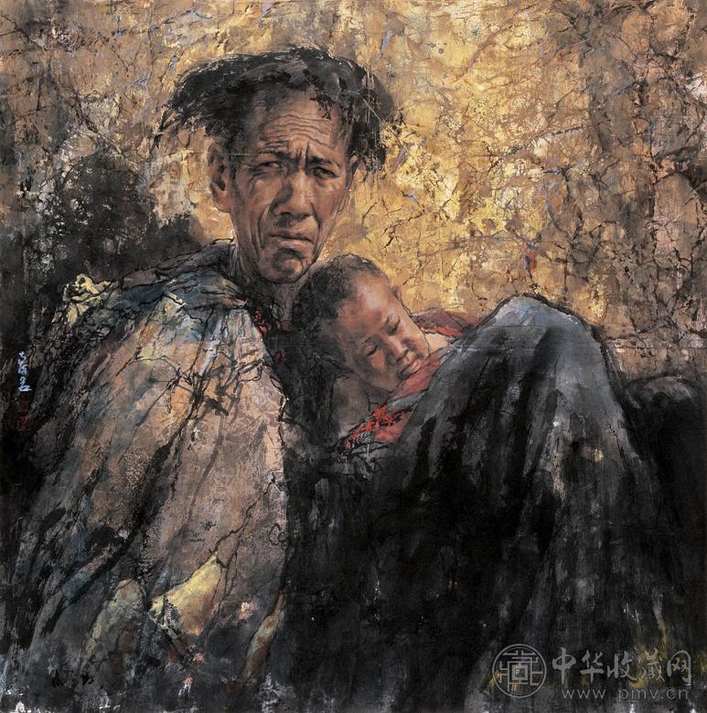 南海岩 爷儿俩 立轴 纸本