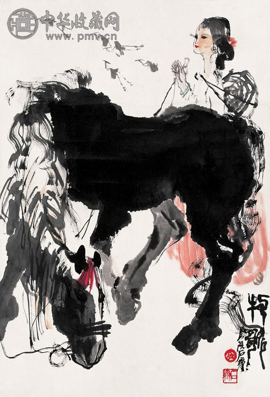 石齐 牧歌 立轴 纸本