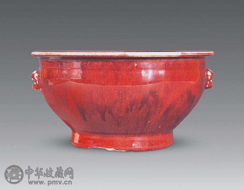 清末 窑变釉兽耳炉 清末 窑变釉兽耳炉