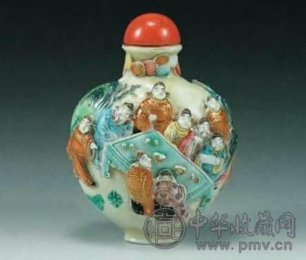 清乾隆雕瓷彩人物鼻烟壶收藏资讯|艺术家|书画家|书画名人|书法家-中华