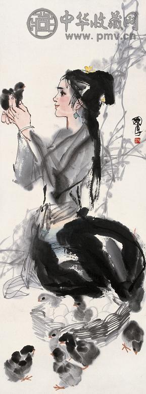 史国良 少女 镜心 纸本