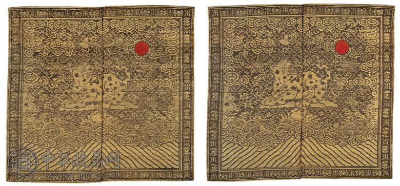 清 织锦豹纹三品补子(1对)