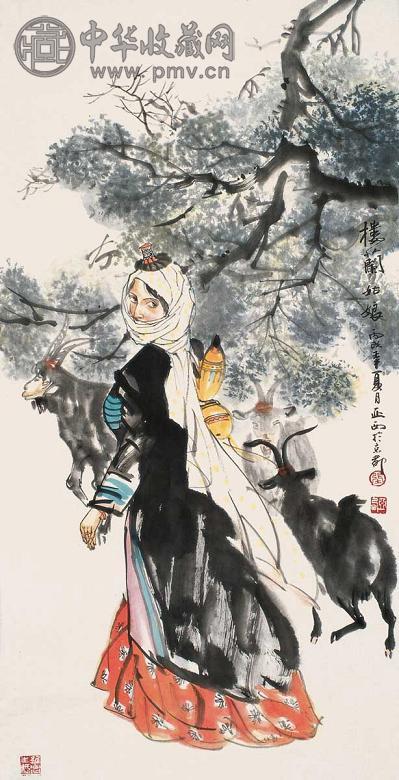 马西光 花儿 镜心 设色纸本