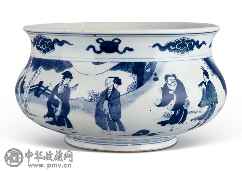 清康熙 青花八仙图香炉