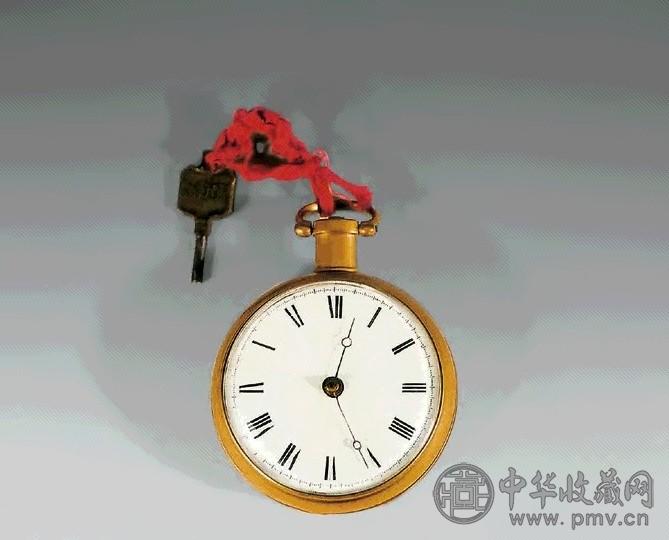 瓷盘两针芝麻链怀表