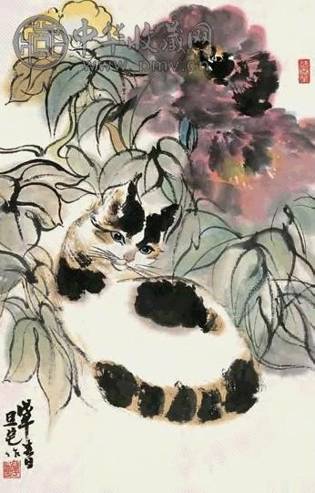 刘旦宅 耄耋富贵 立轴 设色纸本