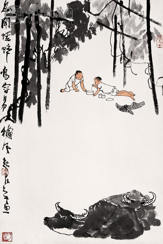 李可染 忽闻蟋蟀鸣 立轴 纸本