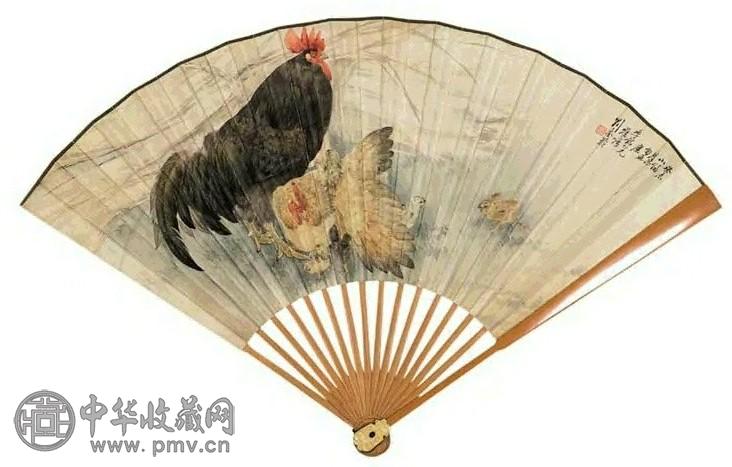 刘奎龄 合家欢 成扇