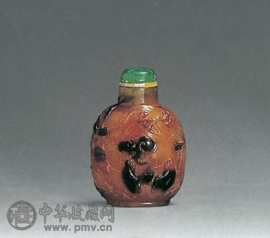 清中期 玛瑙山水人物烟壶