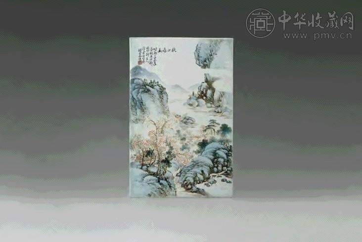 民国 涂菊亭秋山瓷板