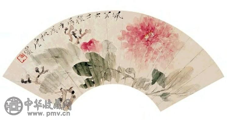 唐云 国色天香图 扇面 设色纸本