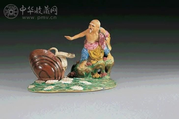 民国 雕瓷鹬蚌相争渔翁得利