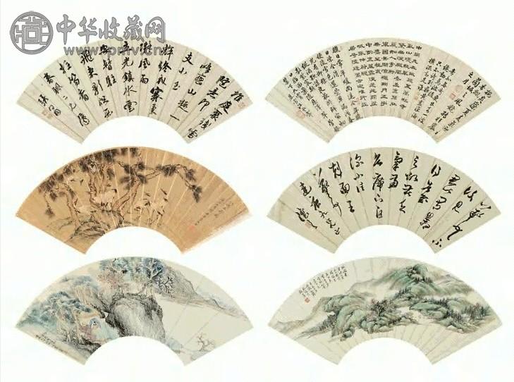 清代十一家 书法、绘画 扇面 十四幅 水墨、设色纸本