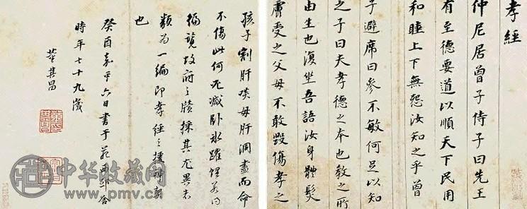 董其昌 1633年作 楷书《孝经》篇 册页(24开) 纸本