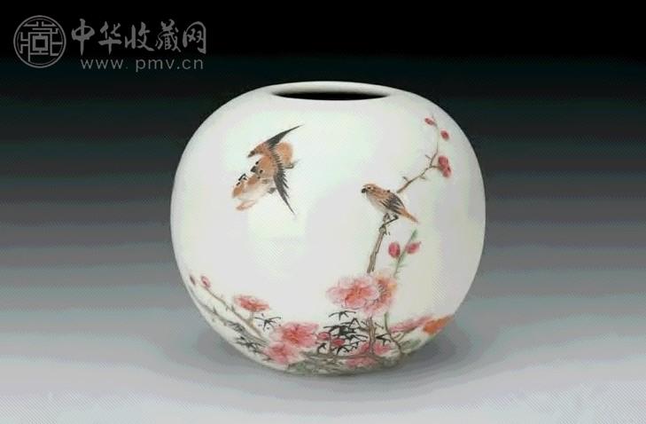 民国 粉彩花鸟纹水盂
