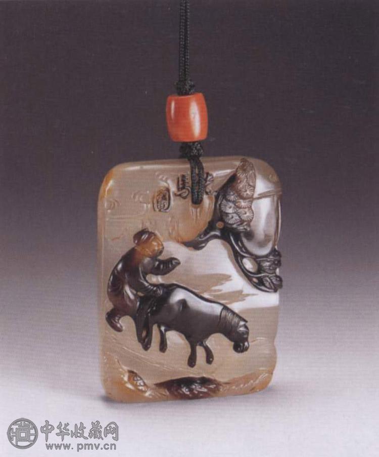 清 玛瑙巧作洗马图佩