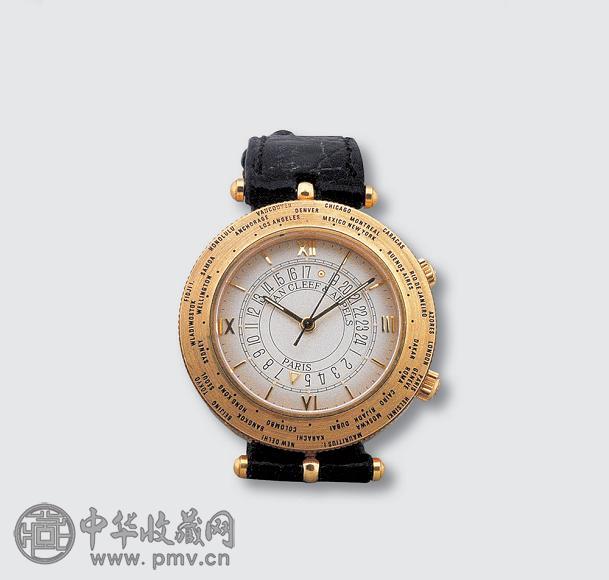 瑞士 VAN CLEEF ARPELS 18K金壳三针世界时手表