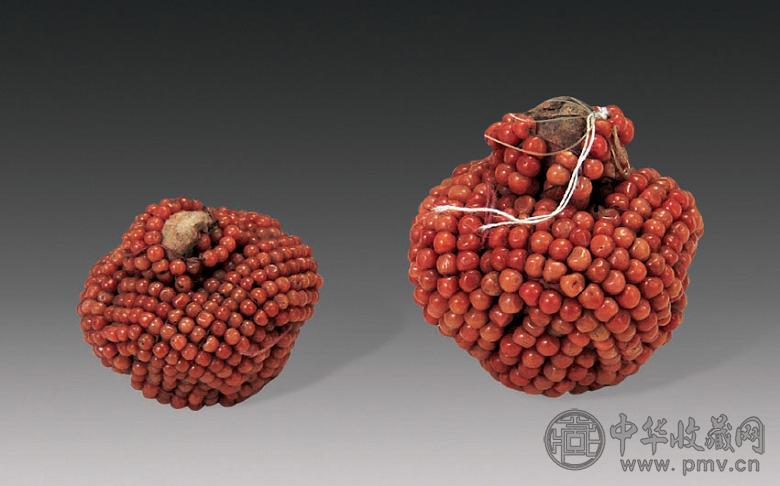 清 珊瑚串珠顶珠(2件)