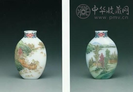 清 料胎画珐琅山水图鼻烟壶