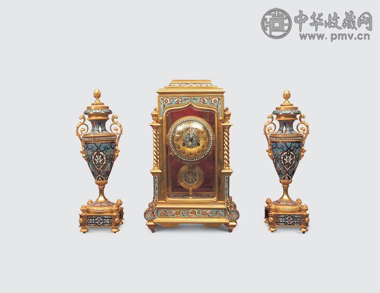 法国 铜胎绘珐琅四明钟