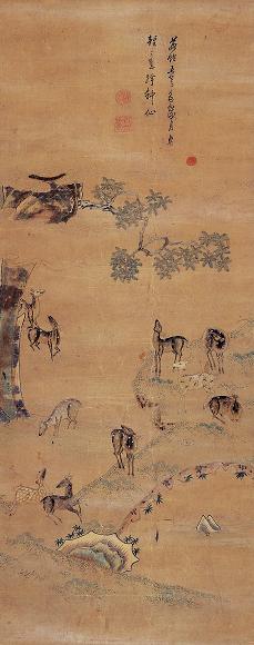 明 顾绣松鹿图