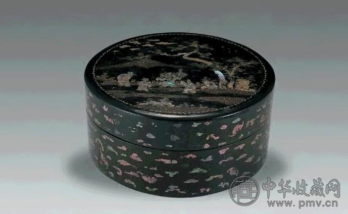 清 漆嵌罗甸人物圆盒