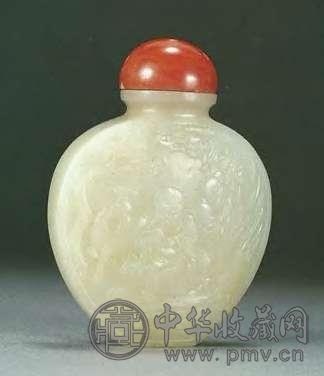 清中期 白玉雕福禄寿诗文鼻烟壶