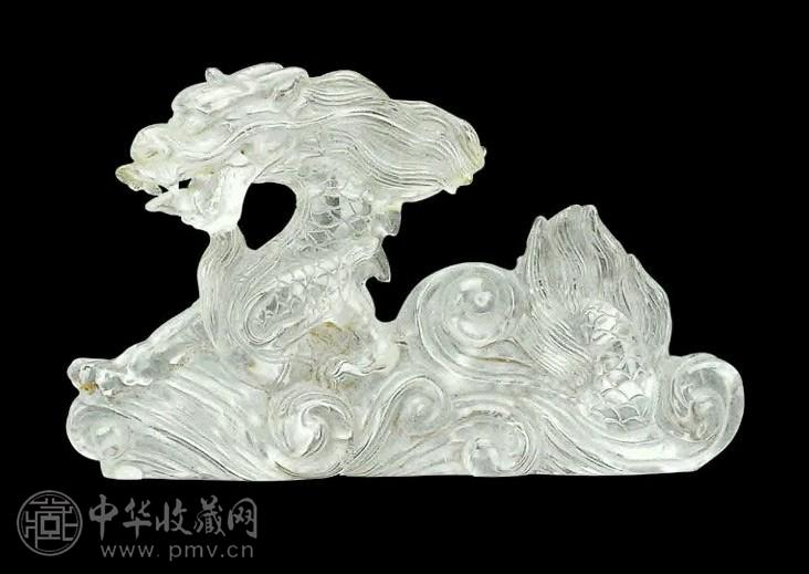 清 水晶雕龙纹笔架