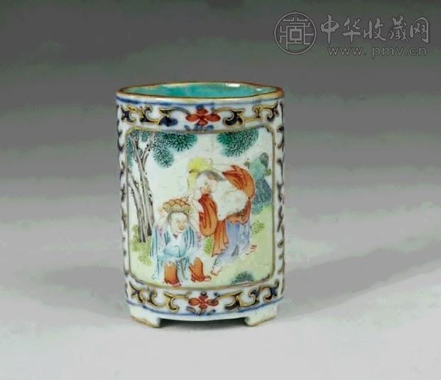 清乾隆粉彩描金和合二仙小笔筒收藏资讯|艺术家|书画家|书画名人|书法家