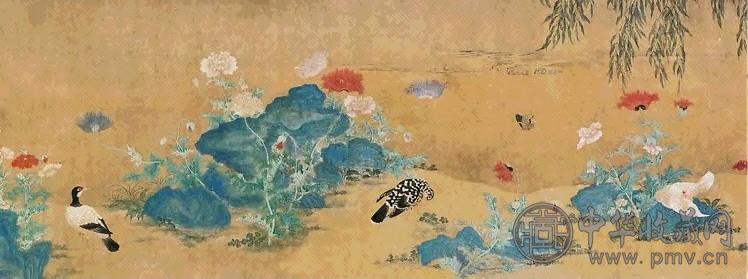 宣德帝(款) 花鸟 手卷 绢本