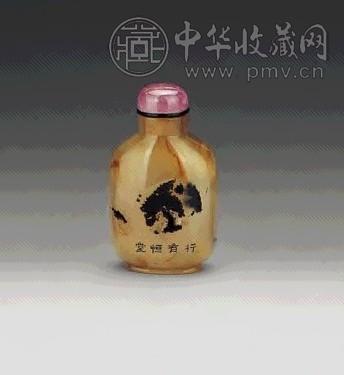 清道光 行有恒堂影子玛瑙英雄独立纹鼻烟壶