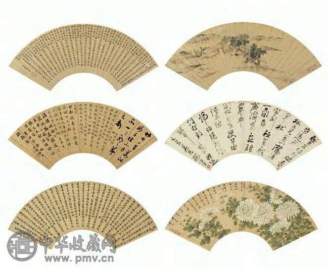 明清诸家 书法、绘画 扇面 十三幅 水墨、设色纸本