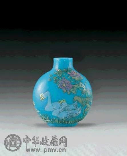 清乾隆蓝料彩花鸟鼻烟壶收藏资讯|艺术家|书画家|书画名人|书法家-中华