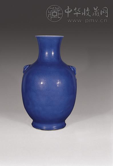 清光绪 蓝釉铺首尊