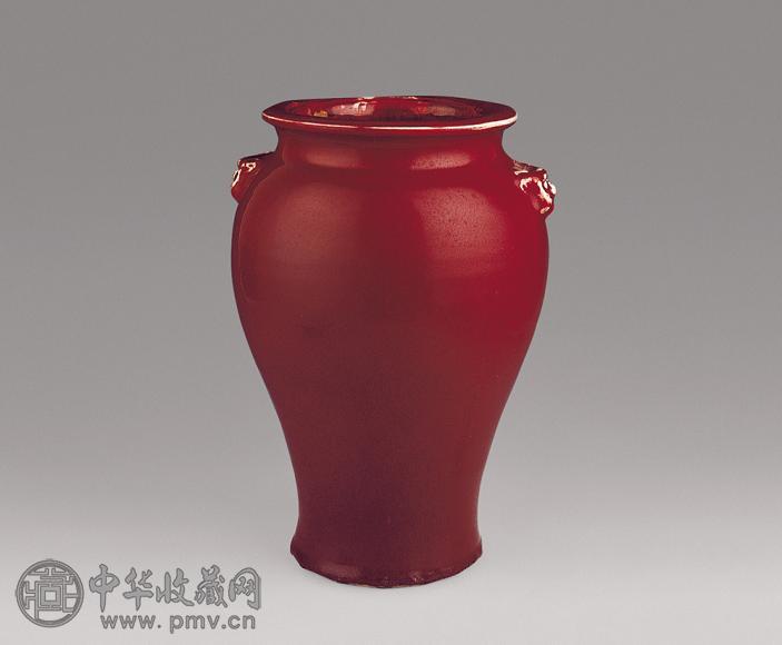 清 钧红釉虎头尊