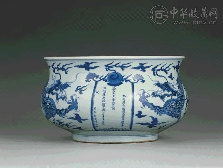 清康熙 青花龙纹大香炉