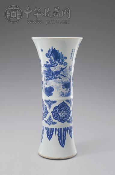 明崇祯 青花人物故事图大花觚