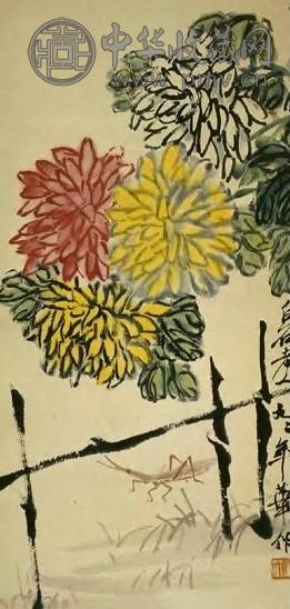 齐白石 菊花草虫图 轴