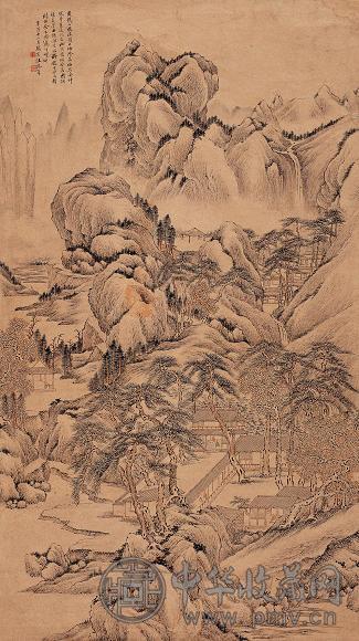 汪洛年 辛酉(1921年)作 仙源幽壑图 轴 设色纸本