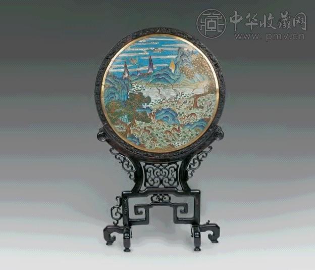 清乾隆 景泰蓝寿山福纹插牌