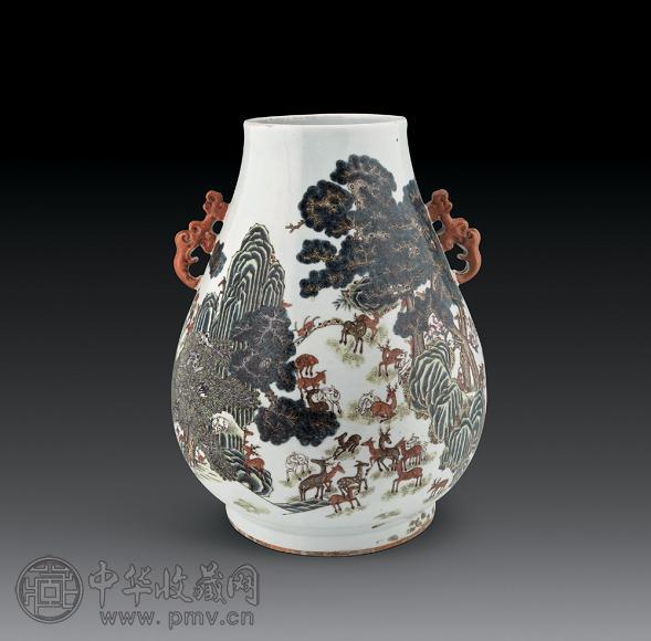 清光绪 粉彩百鹿尊