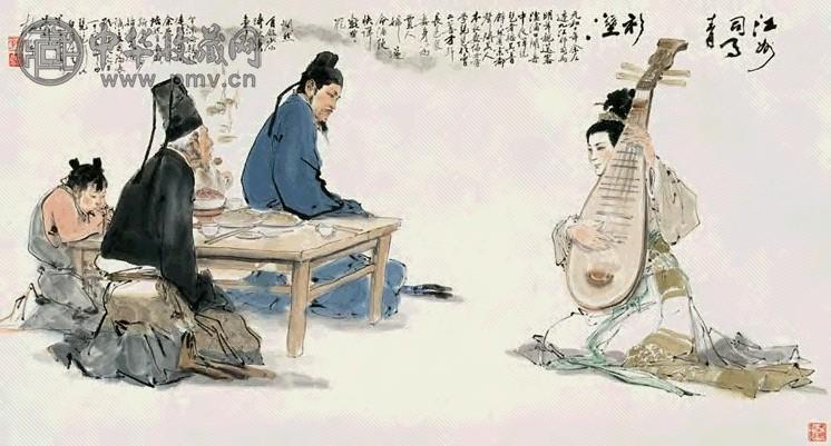 颜梅华 白居易《琵琶行》诗意图 镜心 设色纸本