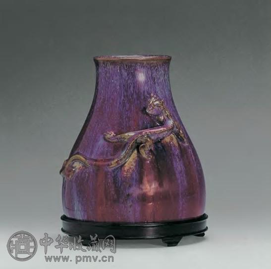 清雍正 窑变釉盘螭纹尊