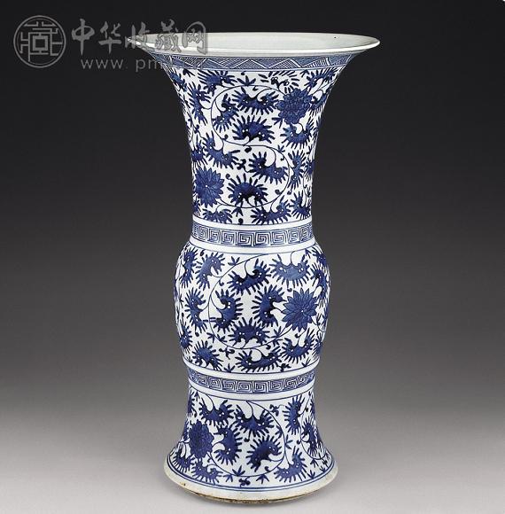 清康熙 青花花觚