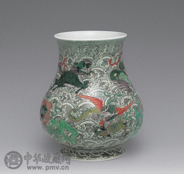 清光绪 仿康彩海兽纹大口尊