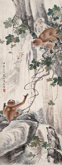 江寒汀 丁亥(1947年)作 封侯图 镜心 设色纸本