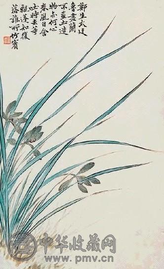 沈焯 兰花 立轴 设色纸本