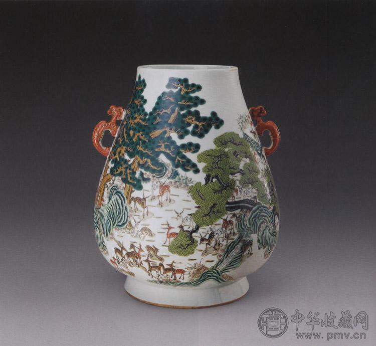 清光绪 粉彩百鹿尊