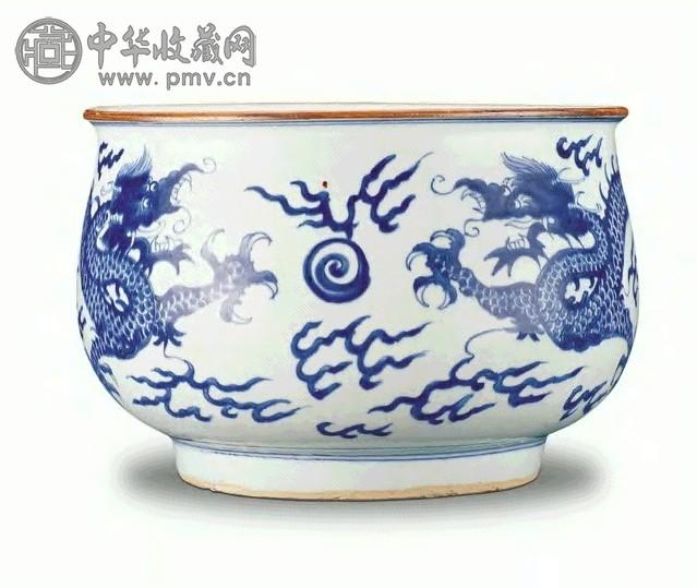 清顺治 青花龙纹香炉