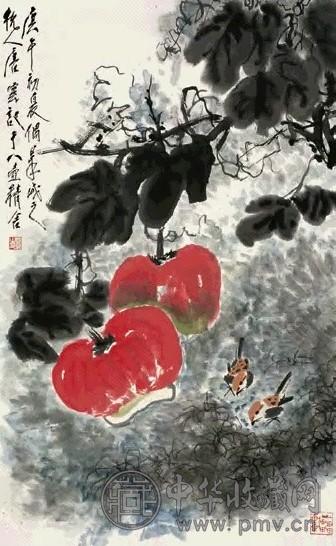 唐云 1990年作 南瓜田 镜心 设色纸本